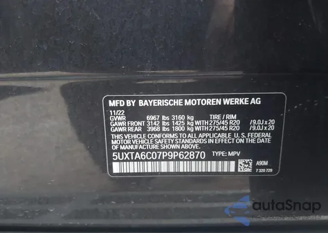 2023 BMW X5 Phev xDrive45E z USA, uszkodzony, nr VIN 5UXTA6C07P9P62870